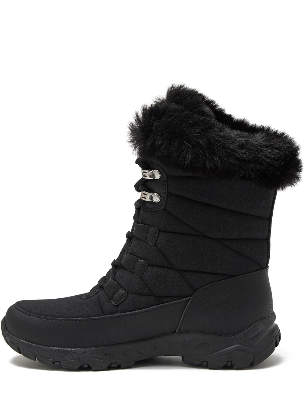 Lands' End Black Faux-Fur Cuff Winter Lace-Up Boot - Picture 3 of 7